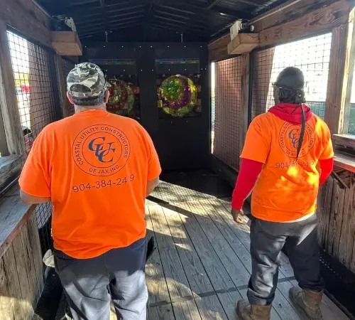 Team Building and Company Events axe throwing mobile trailer in Callahan, Florida.