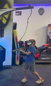 Virtual Reality shooting simulators at family fun center near Hilliard, Florida.